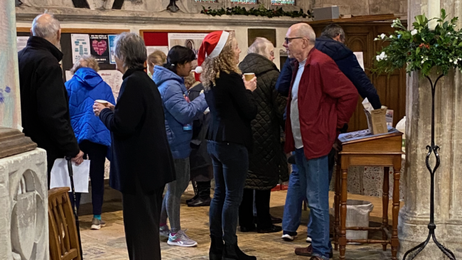A group of people at a Christmas church event